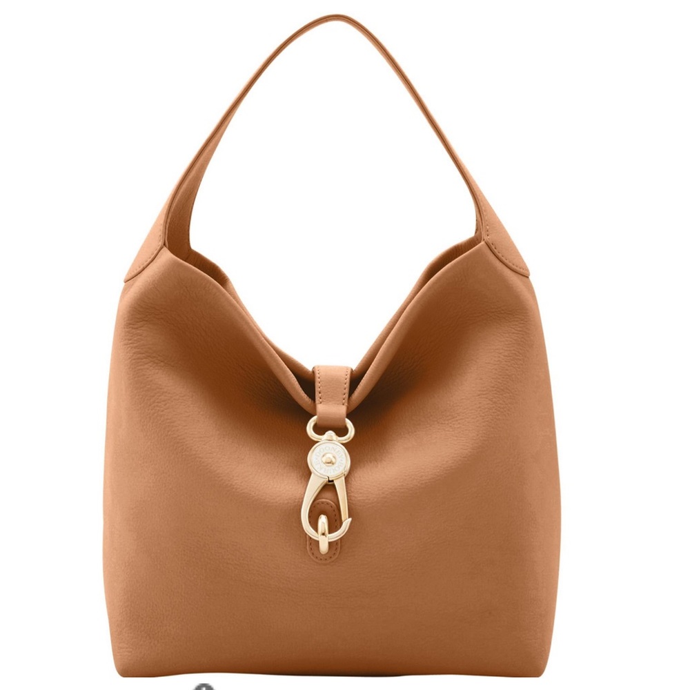NWT Dooney Belvedere Logo Lock Bag sand